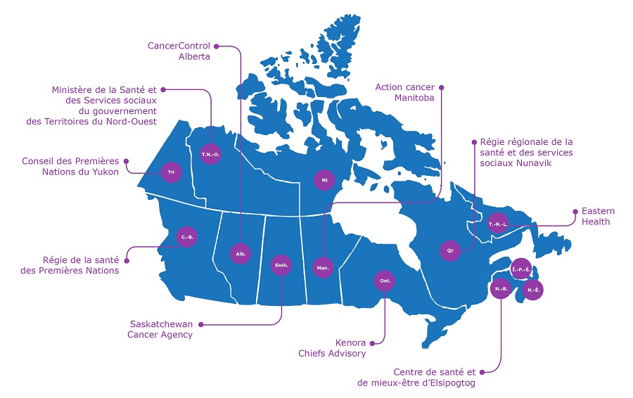 carte du Canada montrant des partenaires