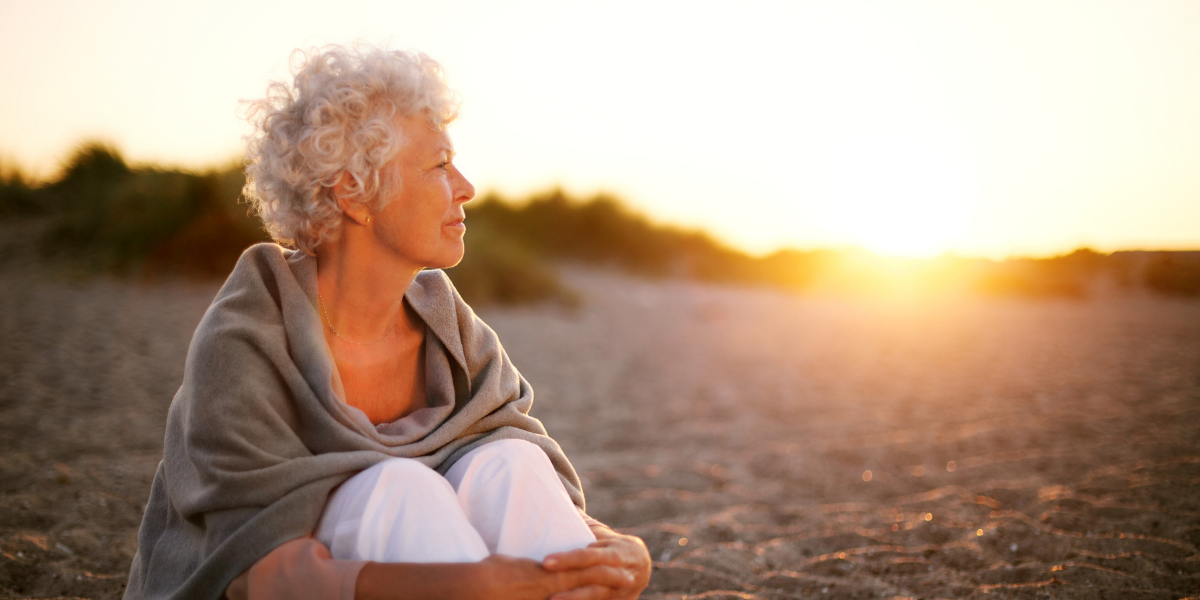 senior woman on beach