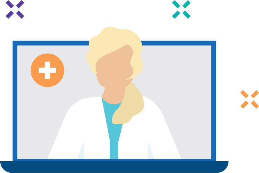 clip art of female doctor on computer screen