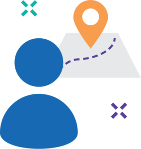 clipart of a person leading to a map point
