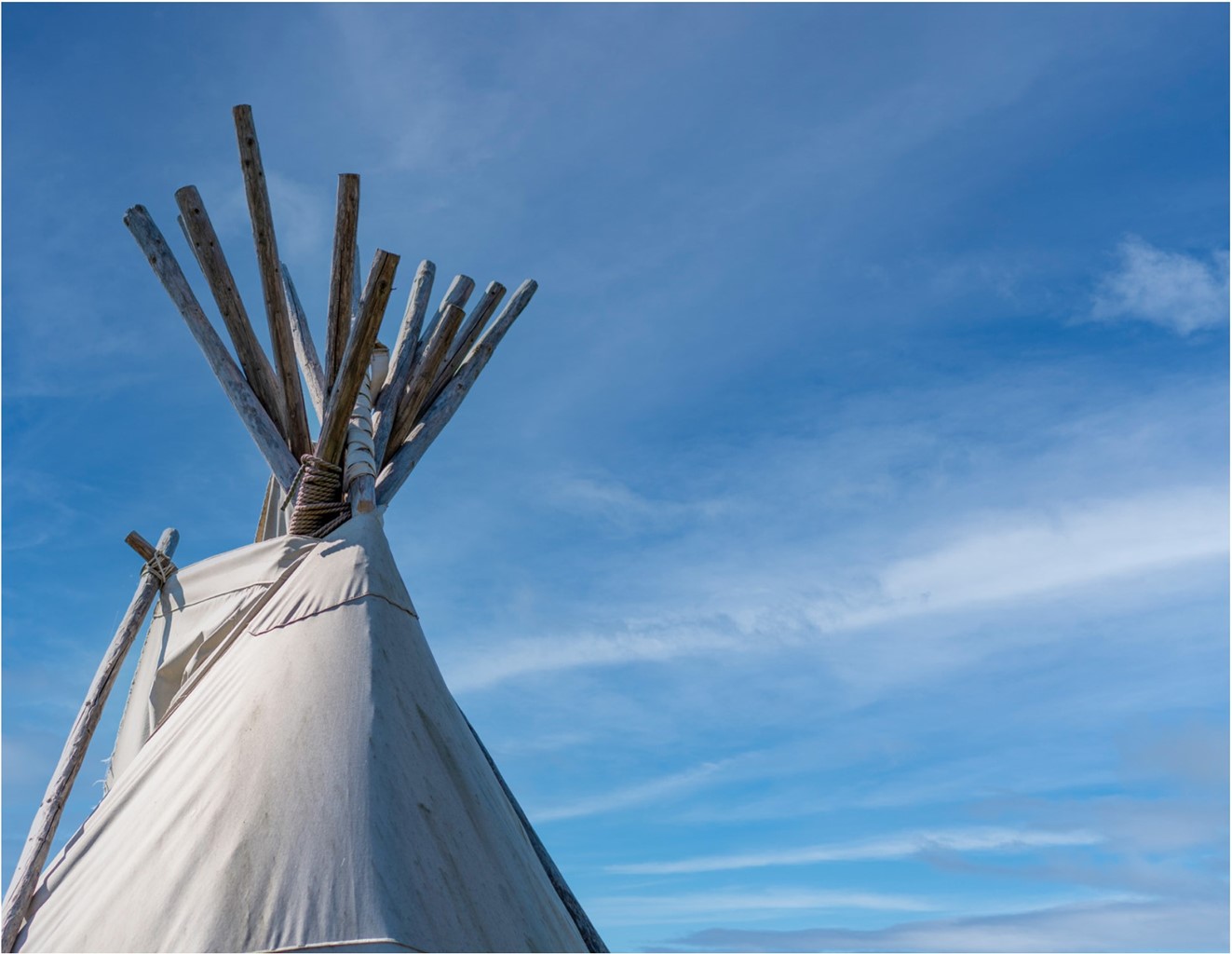 Top of Tipi with blue sky
