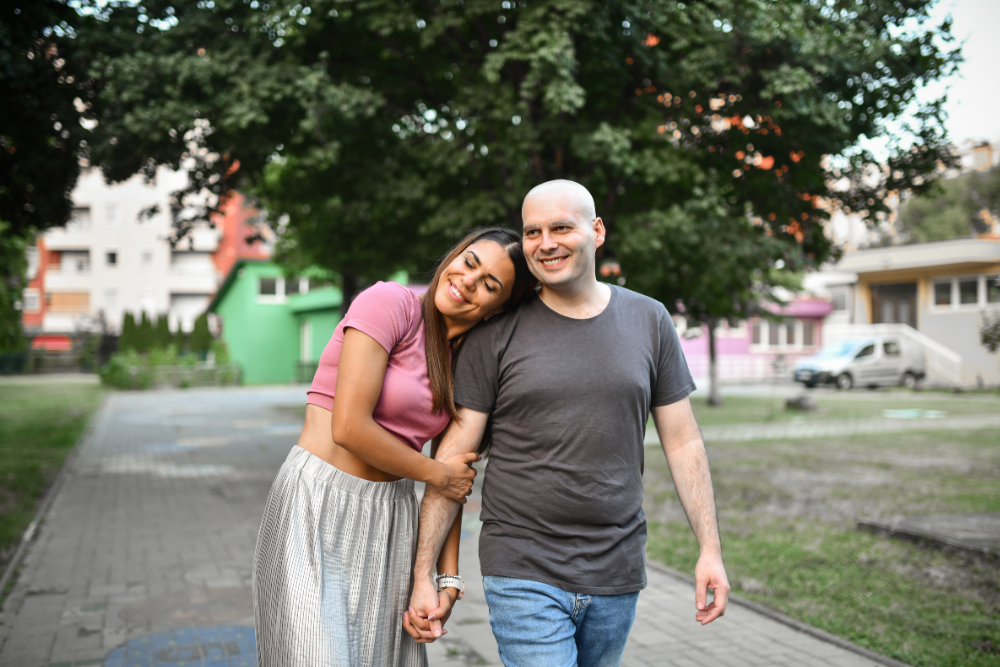 young couple walking